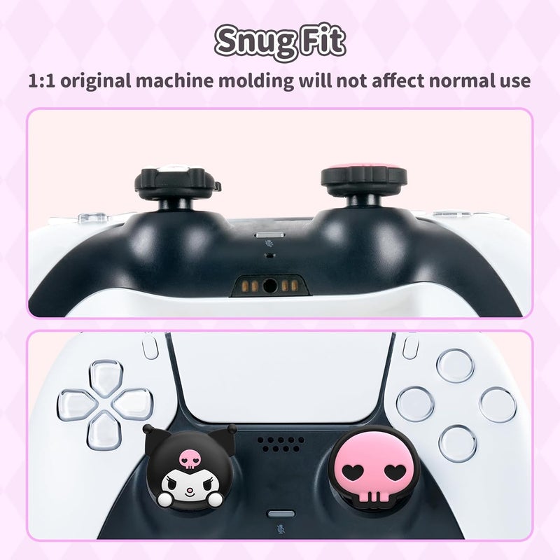 Kuitmor Cute Thumb Grip Caps for PS5,Soft Silicone Joystick Caps,Cute Cartoon Thumbstick Grips Compatible with PS5/PS4/Switch Pro Controller 4PCS - KLM - Image 4